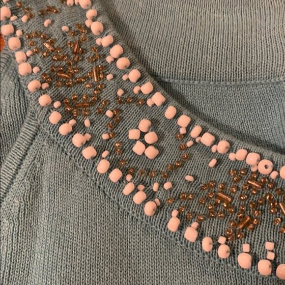 Loft sleeveless knit beaded high neck top - Picture 5 of 7